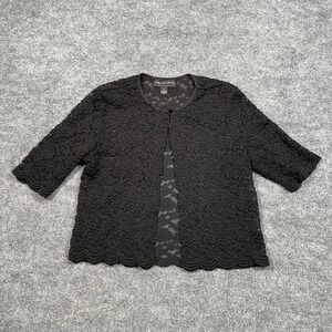 Connected Apparel Black Lace Bolero Shrug Scalloped Crop Cardigan‎ Womens Small